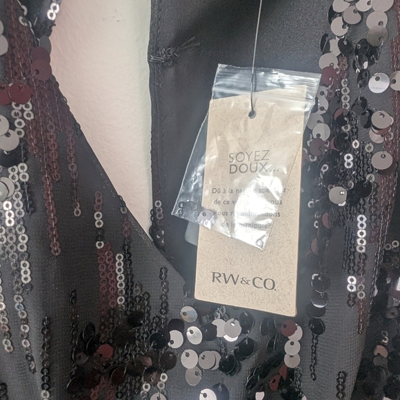 RW&Co - Sequin Dress - V-neck - Black - Picture 5 of 8
